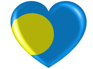 Palau bayrak parlak kalp simgesi üzerinde boyalı