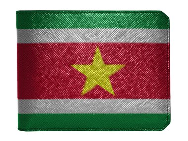 Paramaribo bayrak deri cüzdan deri cüzdan üzerinde boya boyalı