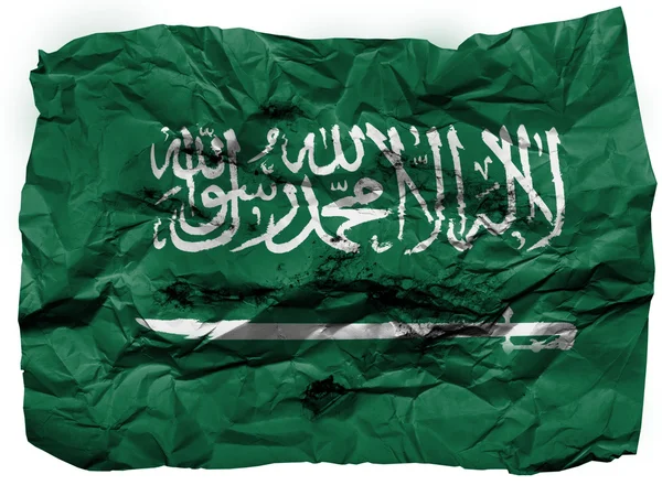 Saudiarabien flaggan målad på skrynkligt papper — Stockfoto