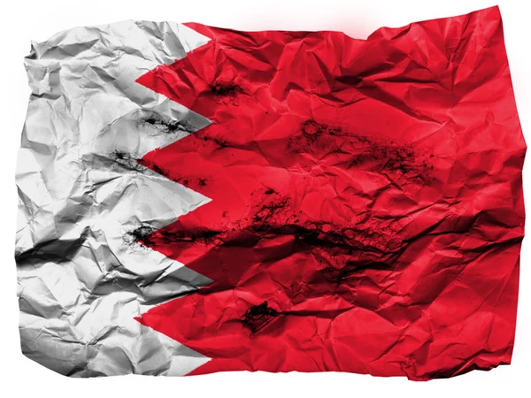 Bahréin. Bandera de Bahréin pintada sobre papel arrugado — Foto de Stock
