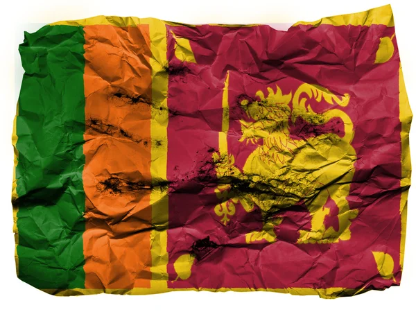 Bandeira do Sri Lanka pintada em papel amassado — Fotografia de Stock