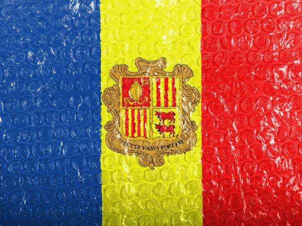 Bandera de Andorra pintada en bubblewrap —  Fotos de Stock