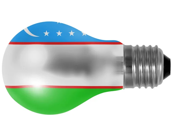 Uzbekistan flaggan målad på glödlampa — Stockfoto