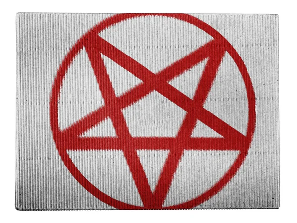 Pentagram symbol painted on painted on carton box — Stock Photo, Image