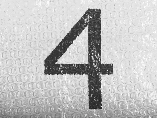 4. Four number painted on bubblewrap — Stock Photo, Image