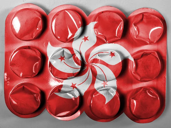 Hong-hong Flagge auf Tabletten oder Pillen gemalt — Stockfoto