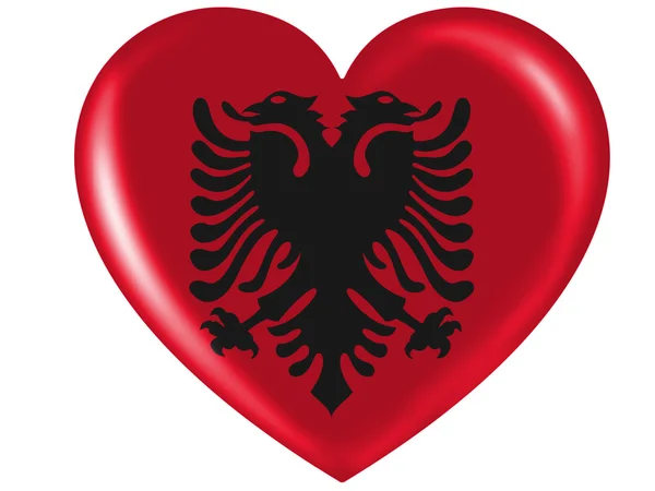 Albania. Albanian flag painted on glossy heart icon — Stock Photo, Image