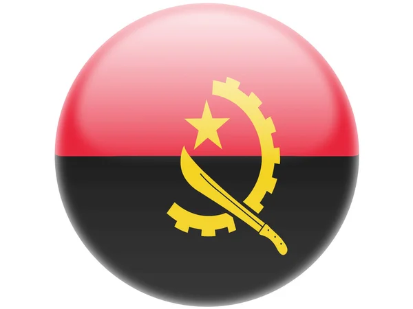 Αγκόλα. σημαία της Ανγκόλας. γύρο σήμα γυαλιστερό — Φωτογραφία Αρχείου