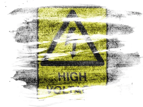 High voltage sign drawn at painted on paper with colored charcoals — Stock Photo, Image
