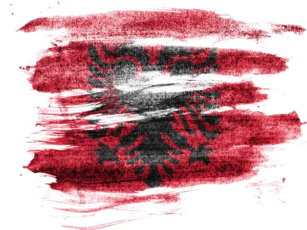 Албания. Флаг Албании, нарисованный на бумаге цветными углями — стоковое фото