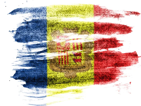 Andorra vlag geschilderd op papier met gekleurde kooltjes — Stockfoto