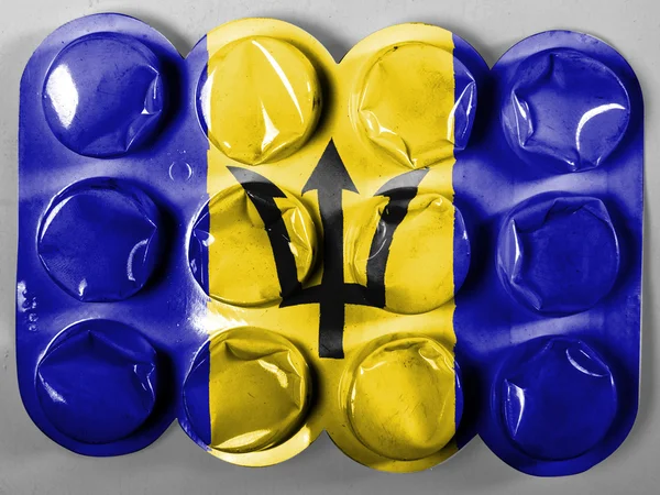 Barbados. Barbarenfahne auf Tabletten oder Pillen gemalt — Stockfoto