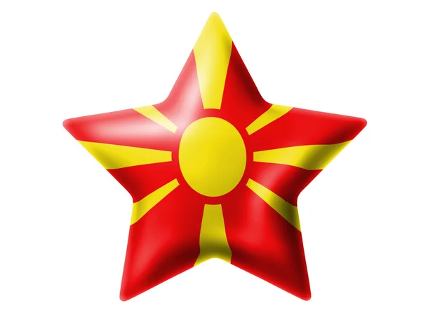 Macedonia flag . Glossy star — Stock Photo, Image