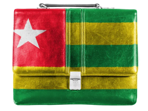 Togo flag painted on small briefcaseor leather handbag — Stock Photo, Image