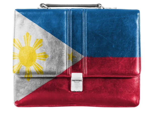 Филиппинский флаг, нарисованный на маленьком портфеле или кожаной сумочке — стоковое фото