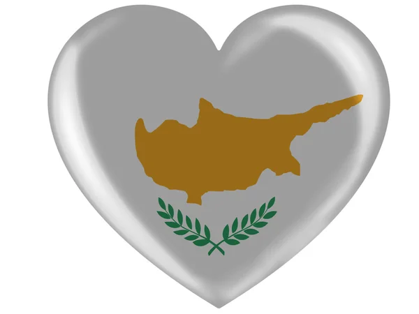 Флаг Кипра нарисован на иконе глянцевого сердца — стоковое фото