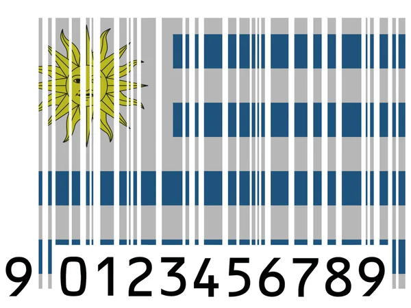 Uruguay flaggan målad på streckkod yta — Stockfoto