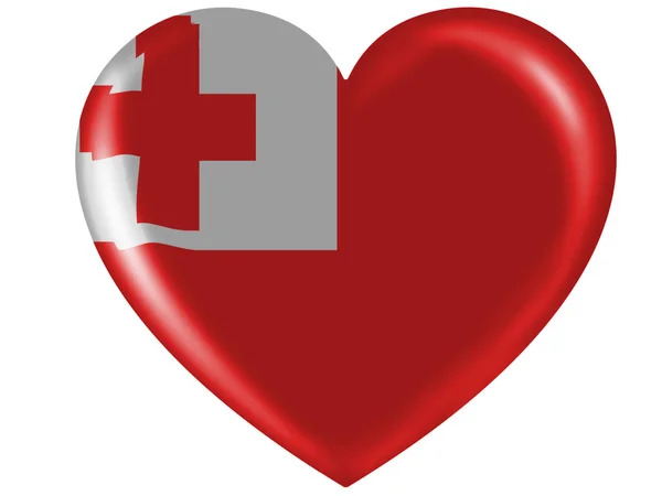 Tonga flag painted on glossy heart icon — Stock Photo, Image