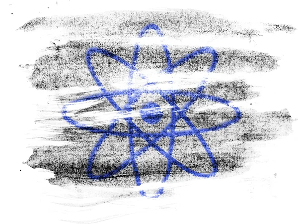 Atom symbol painted on painted on paper with colored charcoals — Stock Photo, Image