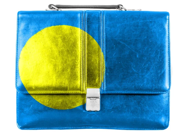 Küçük briefcaseor deri çanta üzerinde boyalı palau bayrağı — Stok fotoğraf
