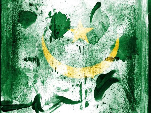 Bandeira da Maurícia pintada na parede grunge — Fotografia de Stock