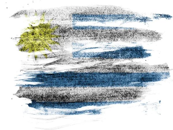 Σημαία της Ουρουγουάης ζωγραφισμένα στο χαρτί με χρωματιστά κάρβουνα — Φωτογραφία Αρχείου