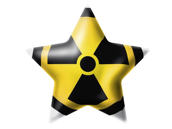 Πυρηνική ακτινοβολία σύμβολο, ζωγραφισμένη στη. γυαλιστερό αστέρι — Φωτογραφία Αρχείου