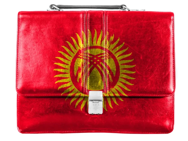 Kyrgyzstan flag painted on small briefcaseor leather handbag — Stock Photo, Image