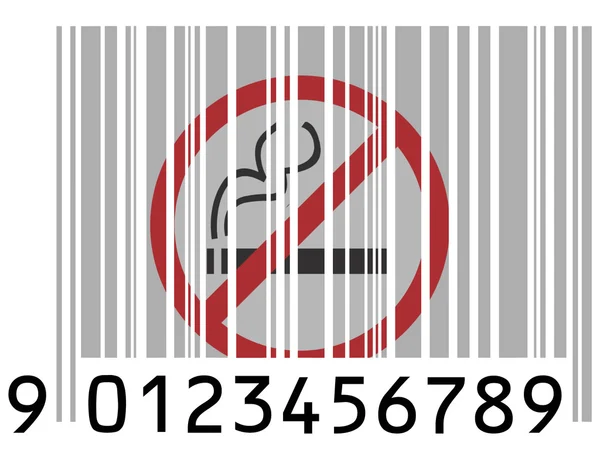 バーコードの表面に描かれた禁煙の標識 — ストック写真