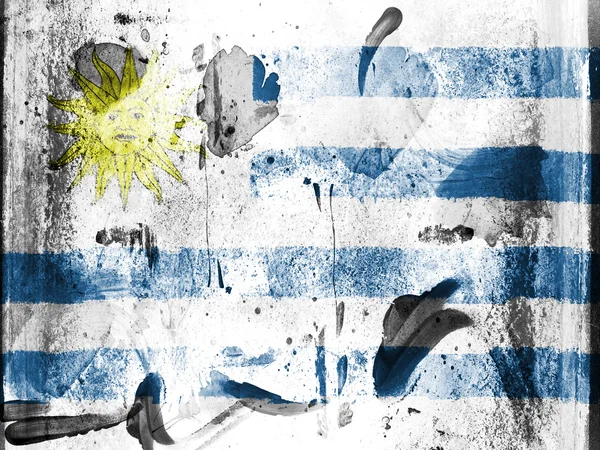 Uruguay flagga målade på grunge vägg — Stockfoto