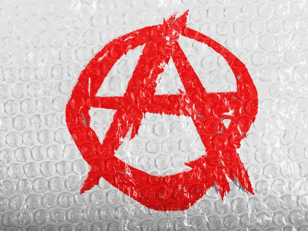 Symbolu anarchii malowane n malowane na bubblewrap — Zdjęcie stockowe