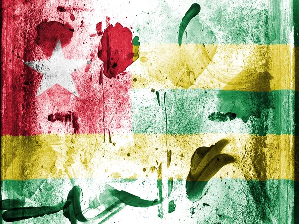 Togo-Flagge auf Grunge-Wand gemalt — Stockfoto