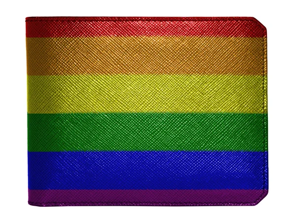 Gay pride vlajka na kožené peněženky — Stock fotografie