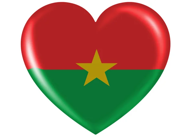 Burkinafahne auf Hochglanz-Herz-Ikone gemalt — Stockfoto