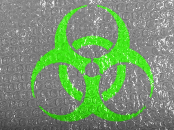 Biohazard sign painted on painted on bubblewrap — Stock Photo, Image