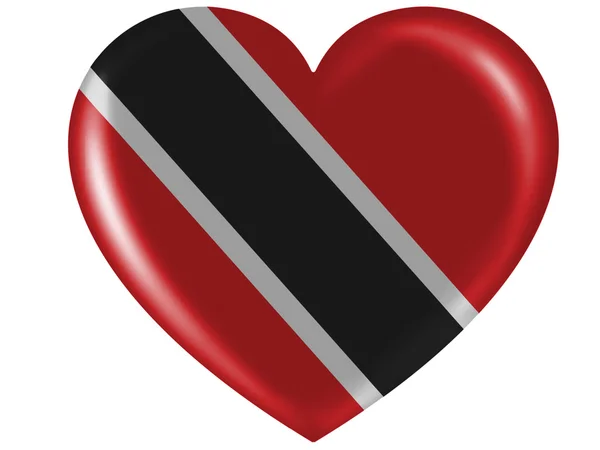 Bandera de Trinidad y Tobago pintada sobre un icono brillante del corazón —  Fotos de Stock