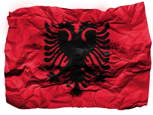 Albania. Bandera albanesa pintada sobre papel arrugado —  Fotos de Stock