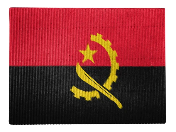 Angola. Angolese vlag geschilderd op kartonnen doos — Stockfoto