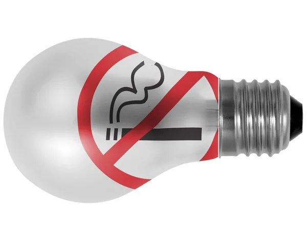 Rauchverbotsschild auf Glühbirne gemalt — Stockfoto