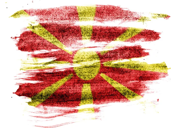 Drapeau de Macédoine peint sur papier avec des charbons colorés — Photo