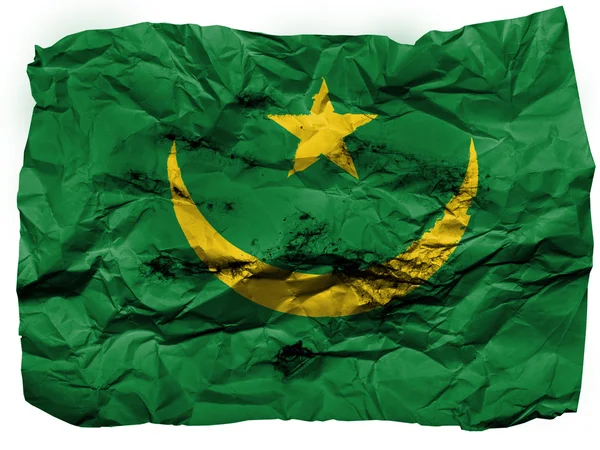 Bandeira mauriciana pintada sobre papel amassado — Fotografia de Stock