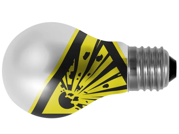 Explosive sign drawn on painted on lightbulb — Stock Photo, Image