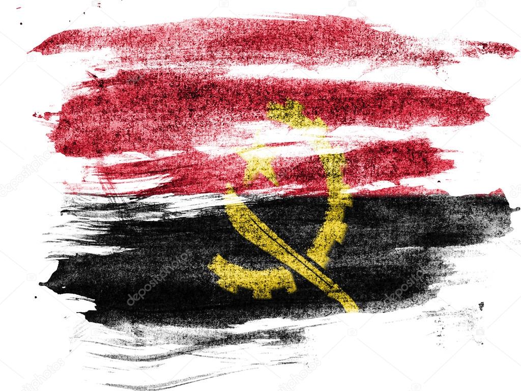Angola. Angolan flag painted on paper with colored charcoals