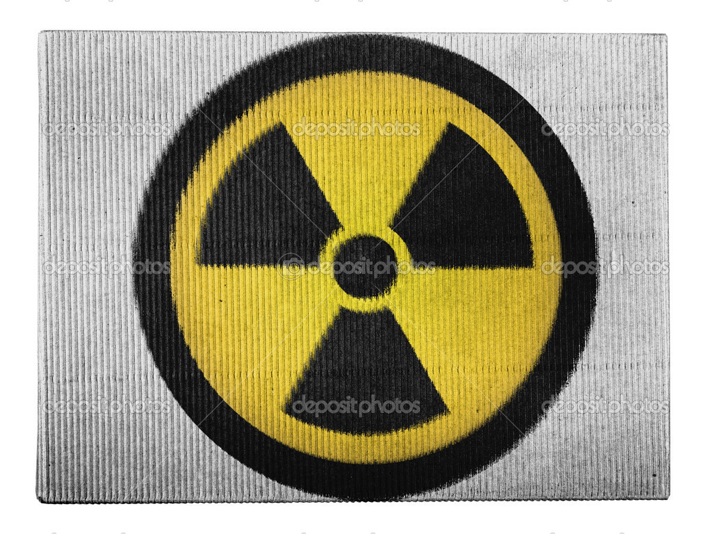 Nuclear radiation symbol painted on painted on carton box