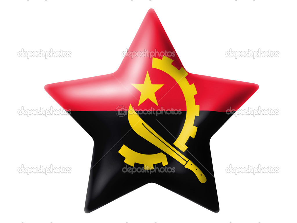 Angola. Angolan flag . Glossy star