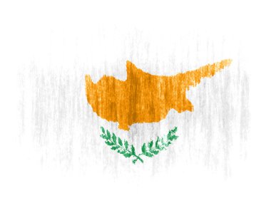 renkli boya kalemi ile beyaz zemin üzerine çizilmiş Kıbrıs bayrağı
