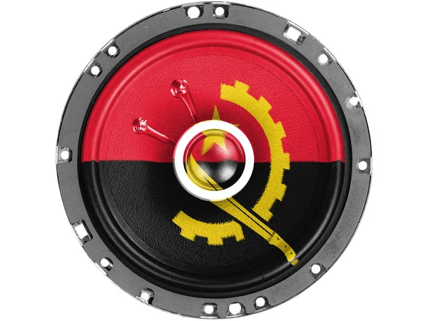 Angola. Angolan flag painted on sound speaker — Stock Photo, Image