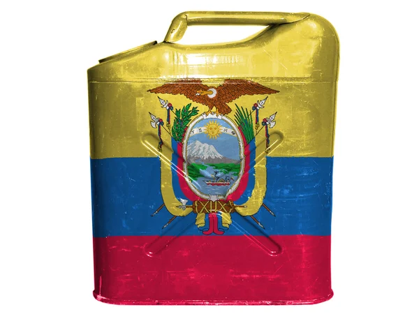 Drapeau de l'Équateur peint sur une boîte à essence ou une boîte à gaz — Photo