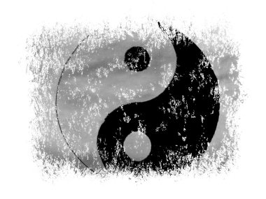 The Ying Yang sign painted on on white background clipart