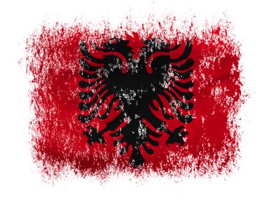 Arnavutluk. beyaz zemin üzerine Arnavutluk bayrağı